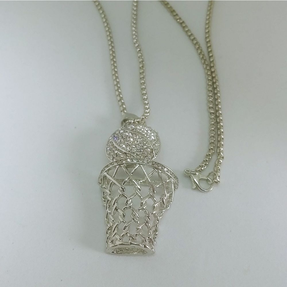 Basketball Pendants Necklace Rhinestone - Picture 3 of 4